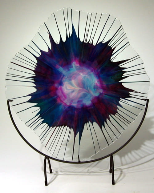 DD18-0132 Energy Web Purple/Blue 18x18 $295 at Hunter Wolff Gallery